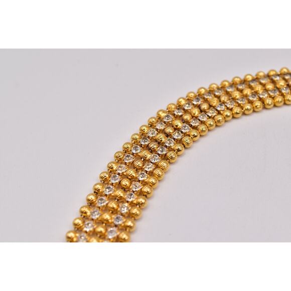 Vintage Gold Tone Rhinestone Mesh Chain Belt Adjustable 32-38\